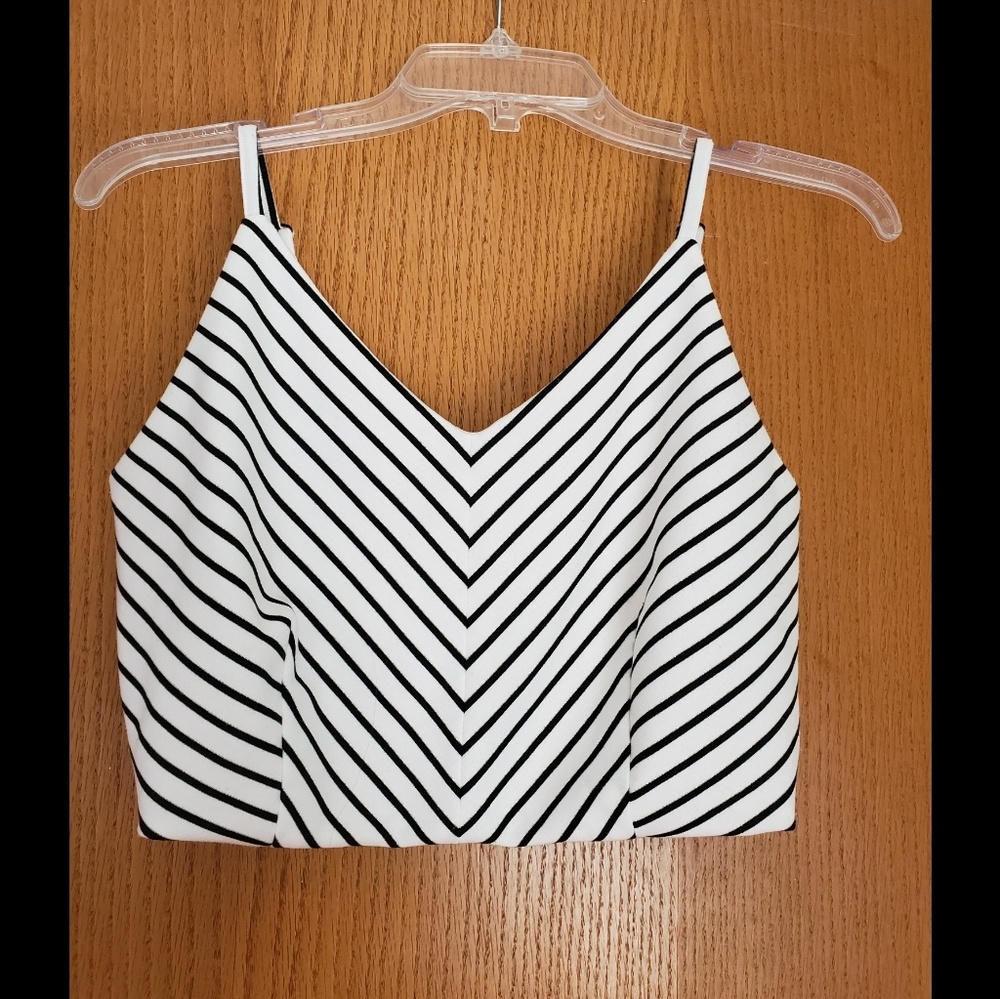 Black and White Striped Crop Top